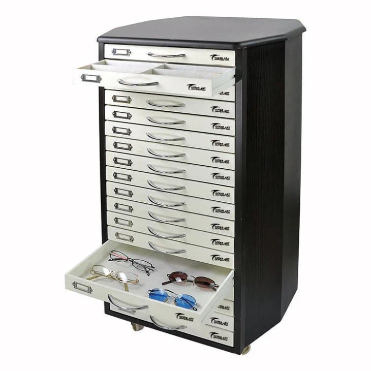 Black Veneer And White Glasses Cabinet