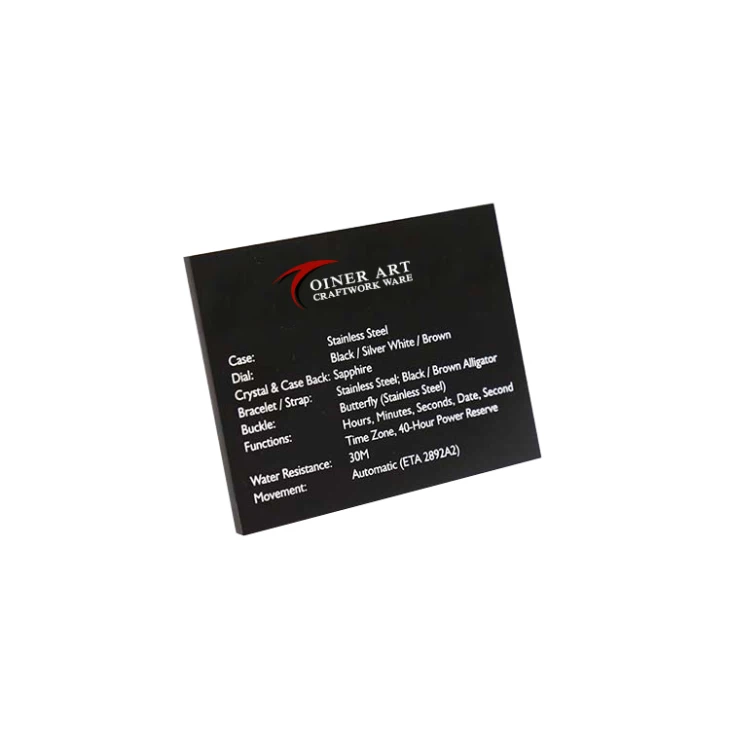 Glossy Black Acrylic Description Plaque