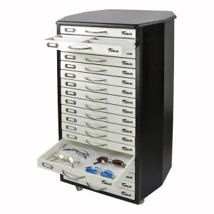 Veneer hitam dan putih kacamata kabinet