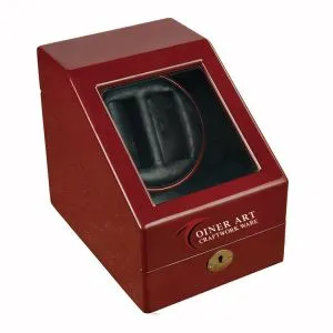 Glossy Red Rotating Wooden Box dengan Gold Lock