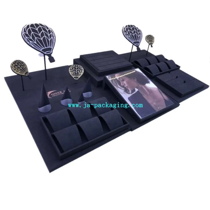 Black Microfiber Jewelry Counter Display Set