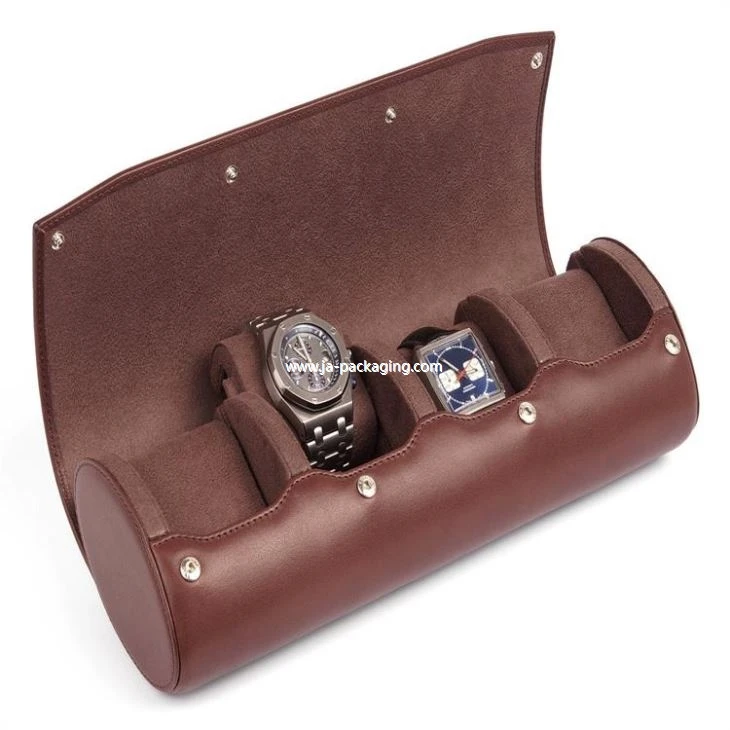 Tempat Penyimpanan Jam Tangan Kulit Roll Dark Red